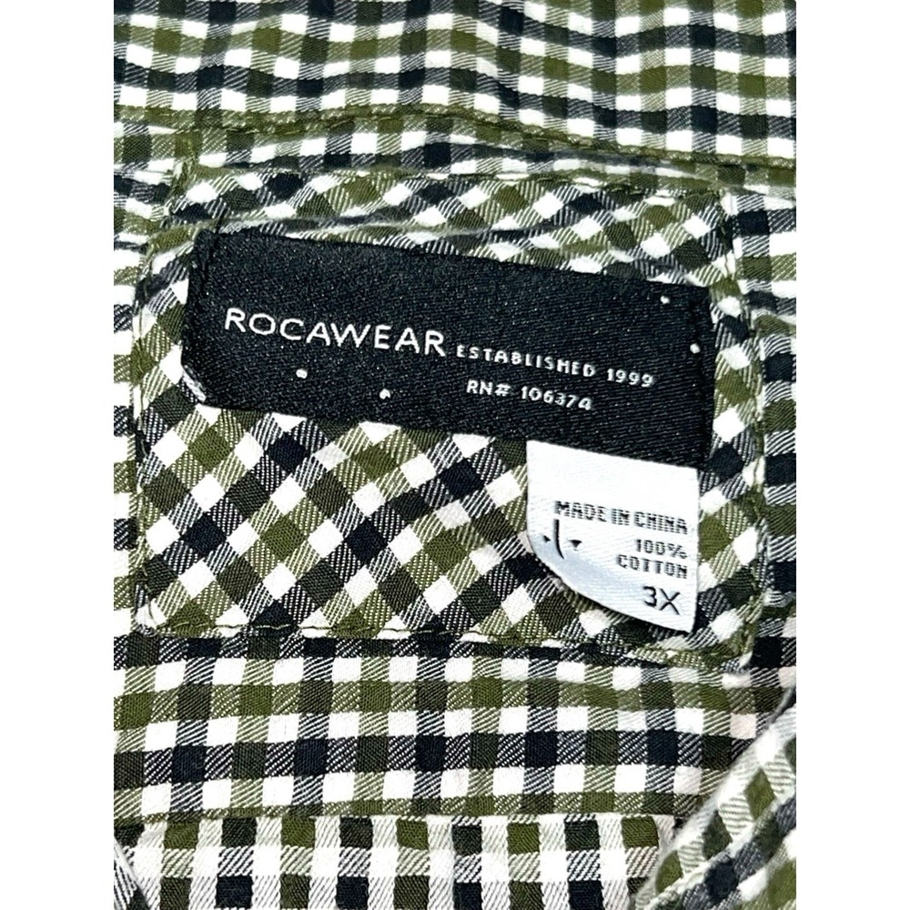 Rocawear Men's Checkered Shirt Long Sleeve Button Down‎ Mens Size 3XL Green - Picture 5 of 8